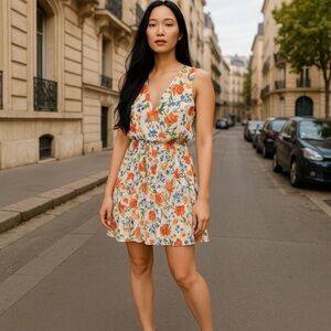 BCX Dress Women’s Sleeveless suplice neckline Mini Fit and flare dress